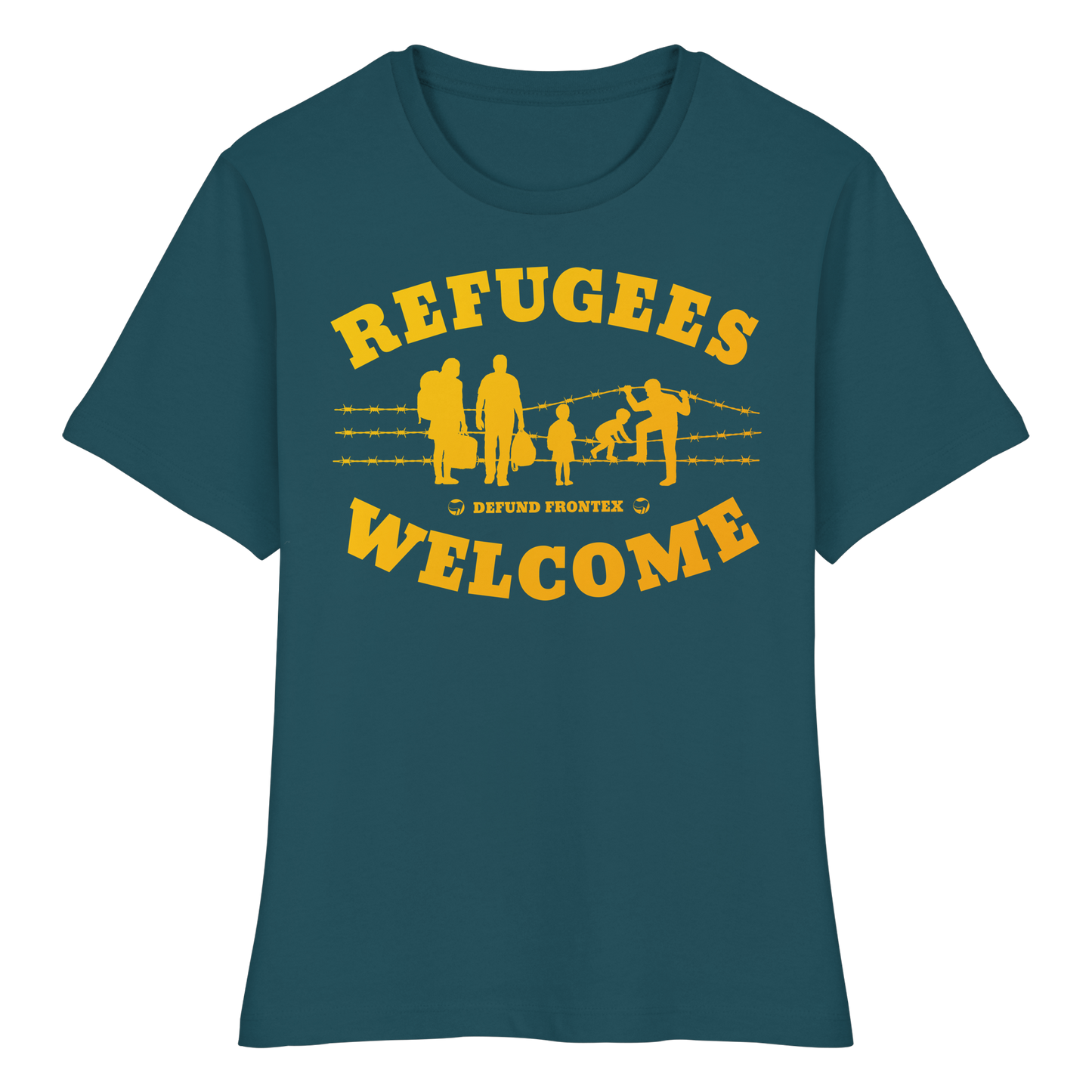 Refugees Welcome on land (Gelb-Orange) - Tailliertes T-Shirt