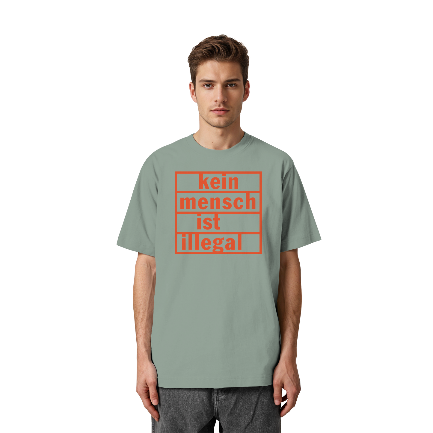 Kein Mensch ist illegal (Orange) - Oversized T-Shirt