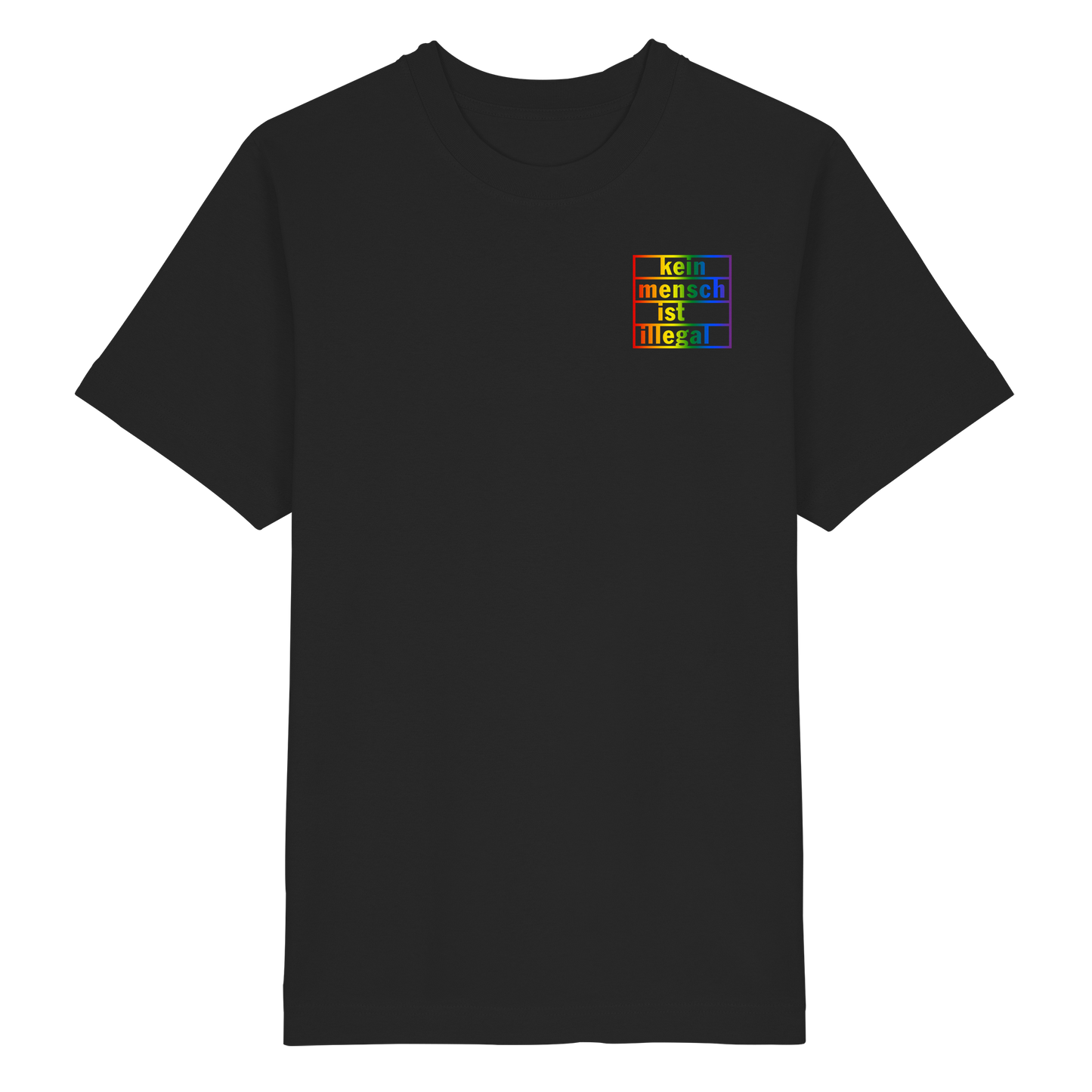 Kein Mensch ist illegal (Regenbogen; kleiner Druck) - Oversized T-Shirt