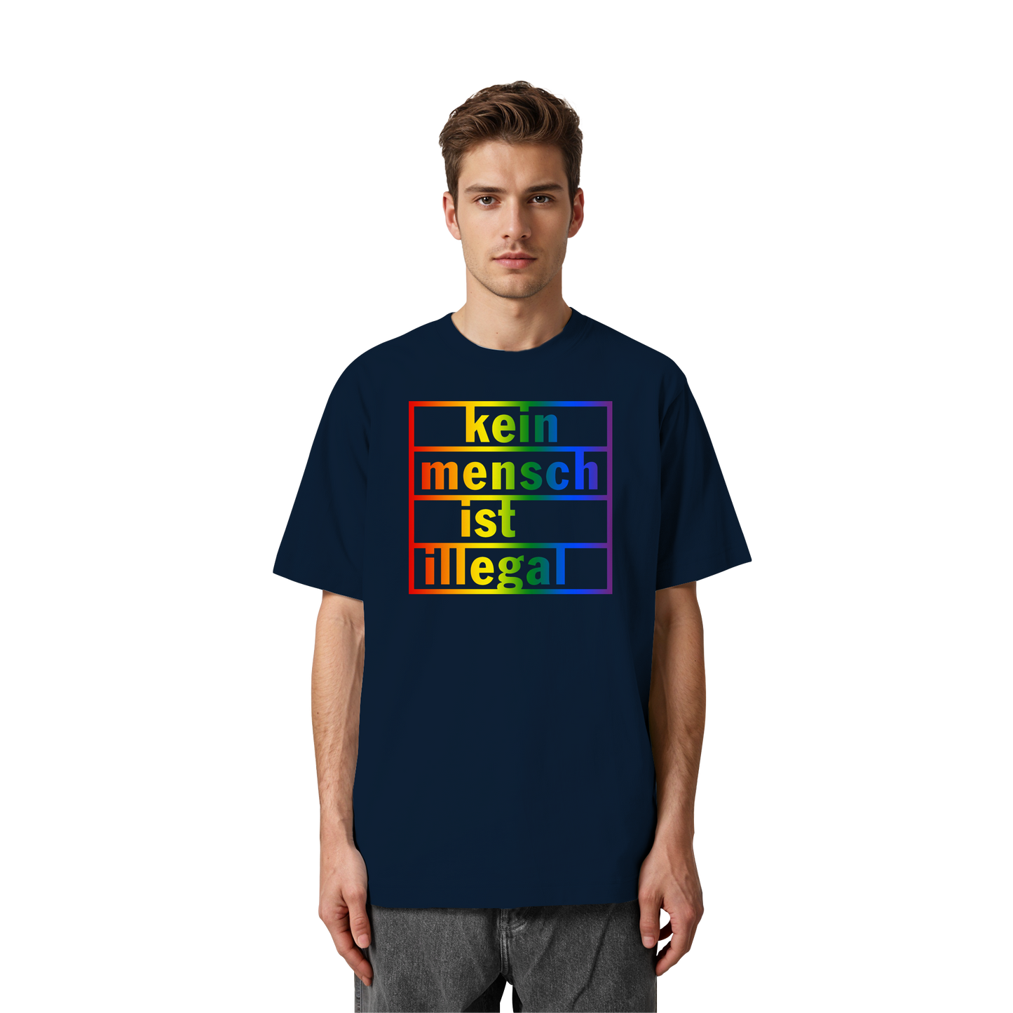 Kein Mensch ist illegal (Regenbogen) - Oversized T-Shirt