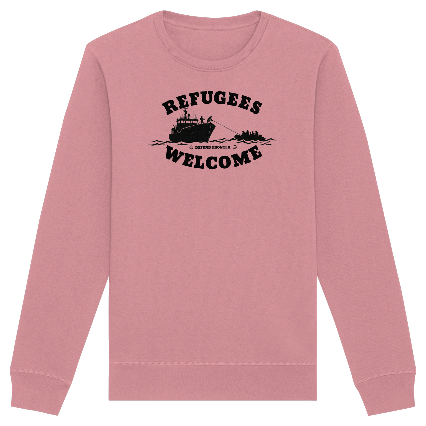 Refugees Welcome at sea (Schwarz) - Sweatshirt