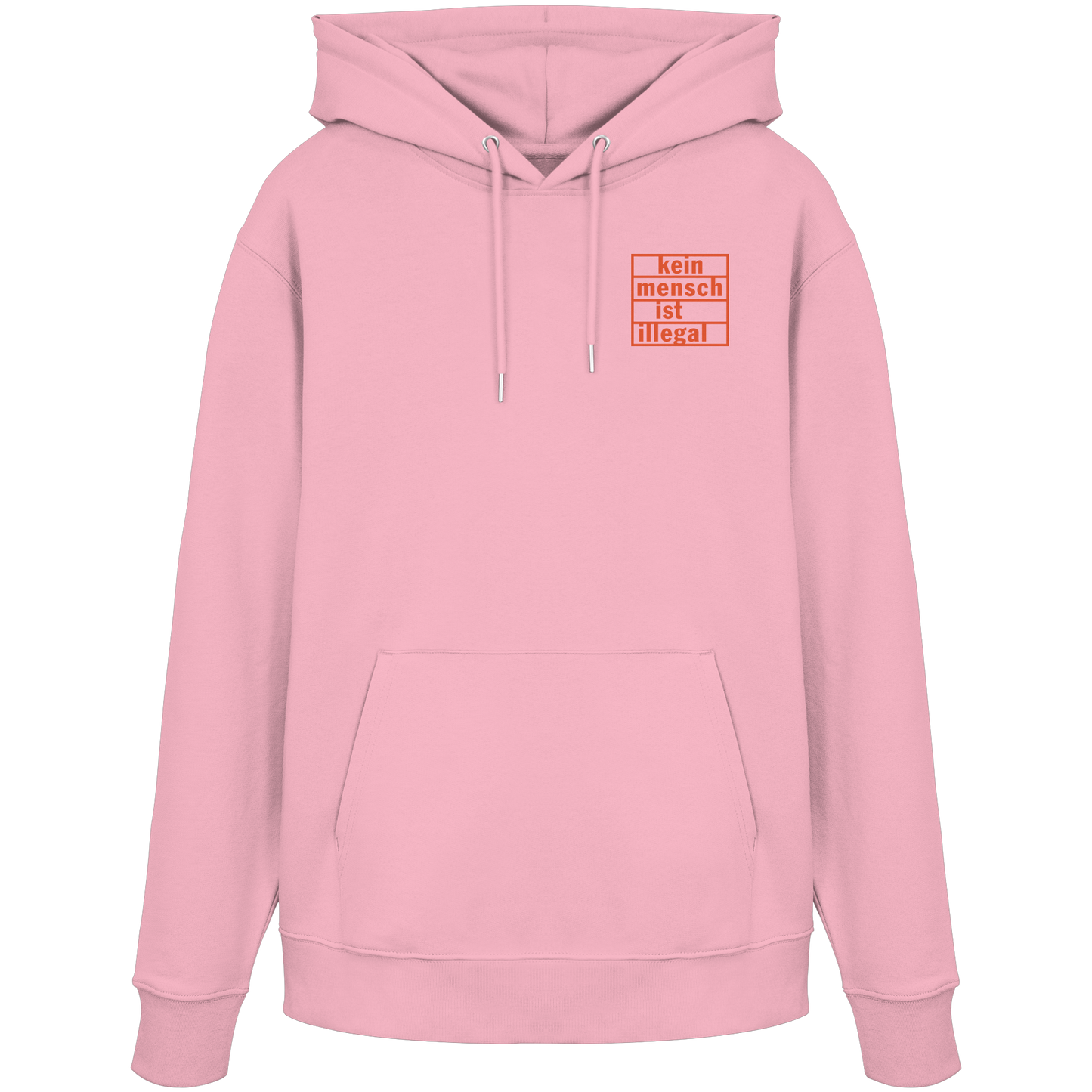 Kein Mensch ist illegal (Orange; kleiner Druck) - Hoodie