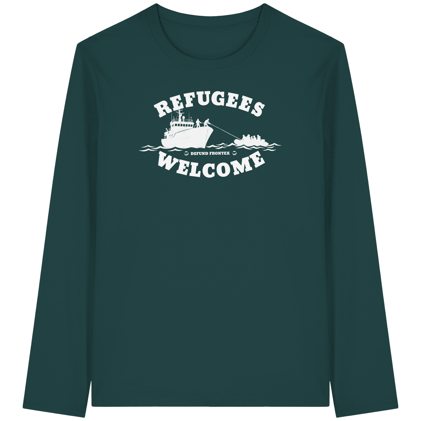 Refugees Welcome at sea (Weiß) - Longsleeve