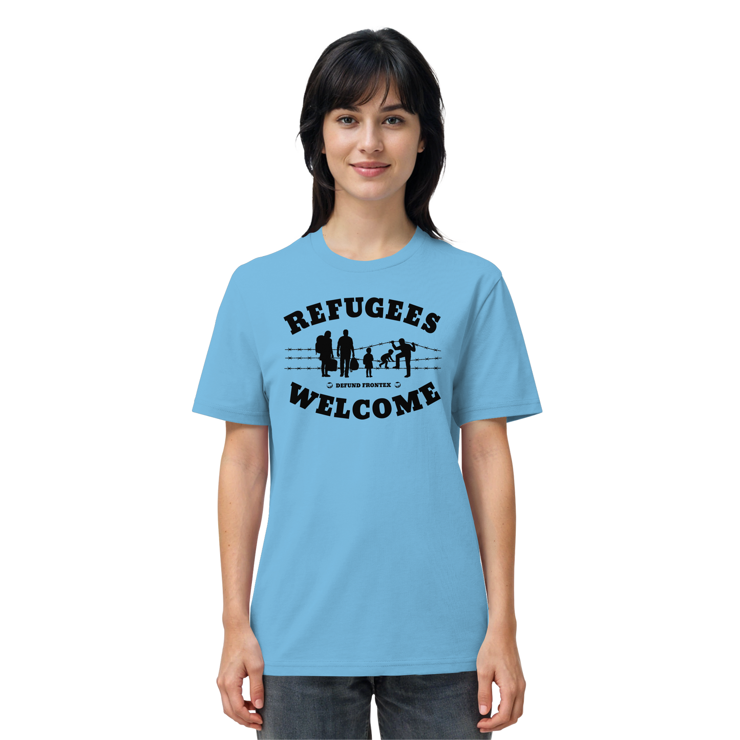 Refugees Welcome on land (Schwarz) - T-Shirt