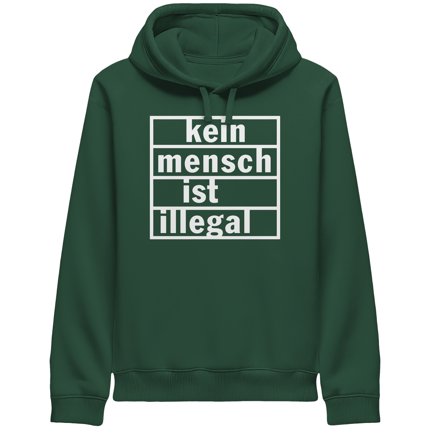 Kein Mensch ist illegal (Weiß) - Hoodie mit Seitentaschen