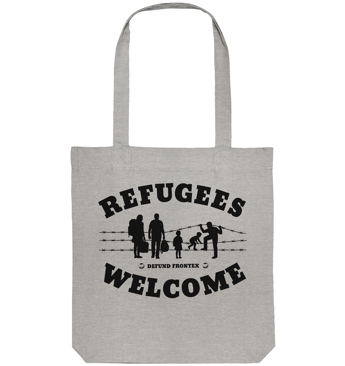 Refugees Welcome on land (Schwarz) - Tragetasche