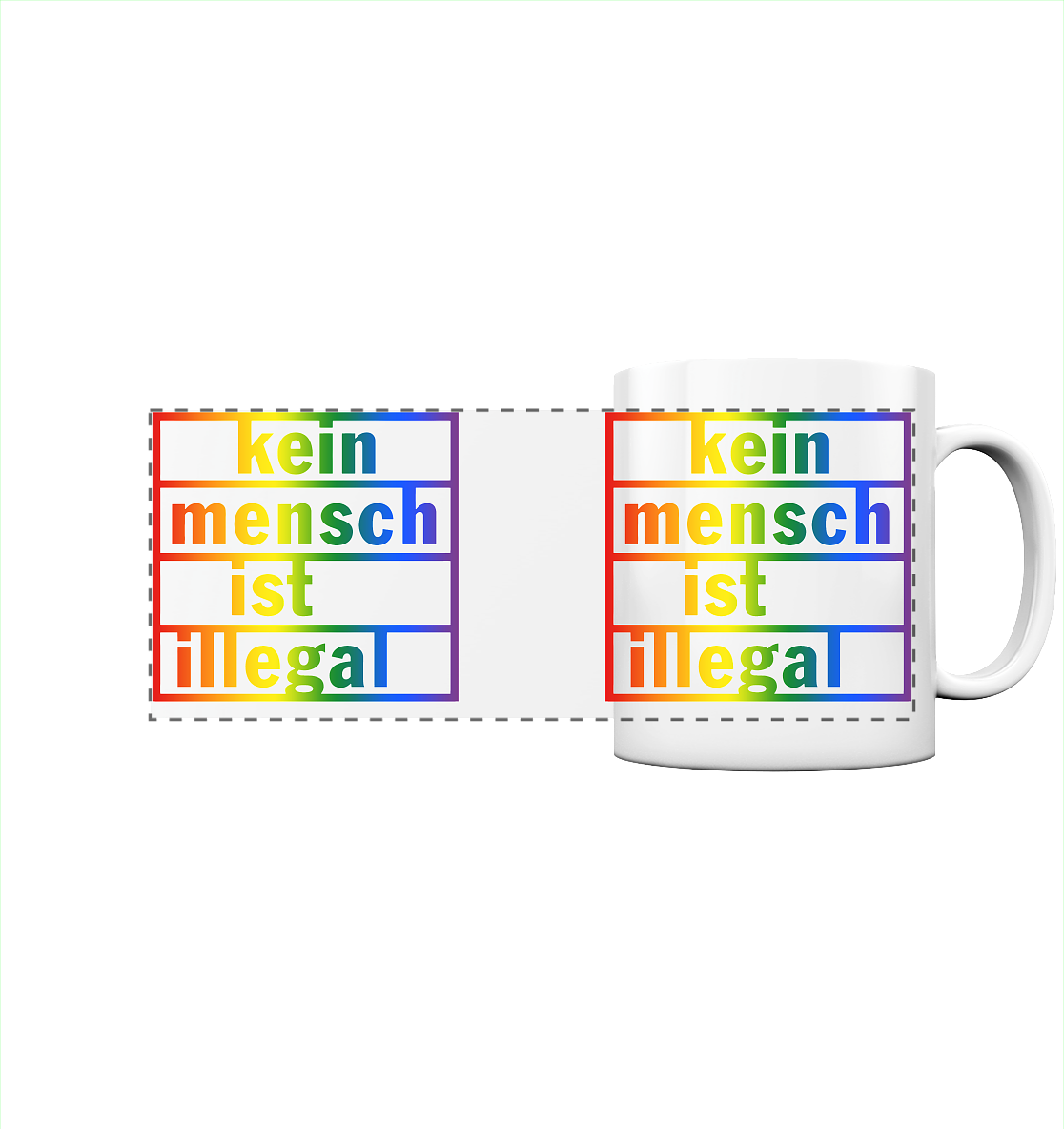 Kein Mensch ist illegal (Regenbogen) - Panorama-Tasse