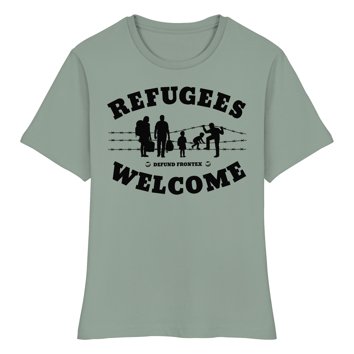 Refugees Welcome on land (Schwarz) - Tailliertes T-Shirt