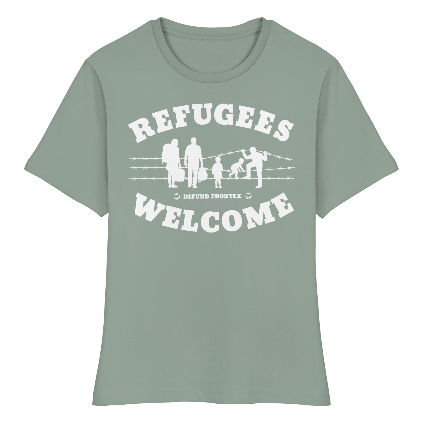 Refugees Welcome on land (Weiß) - Tailliertes T-Shirt