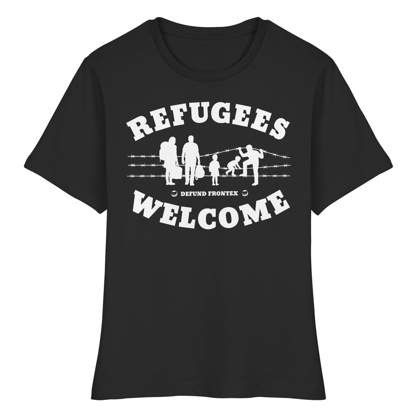 Refugees Welcome on land (Weiß) - Tailliertes T-Shirt