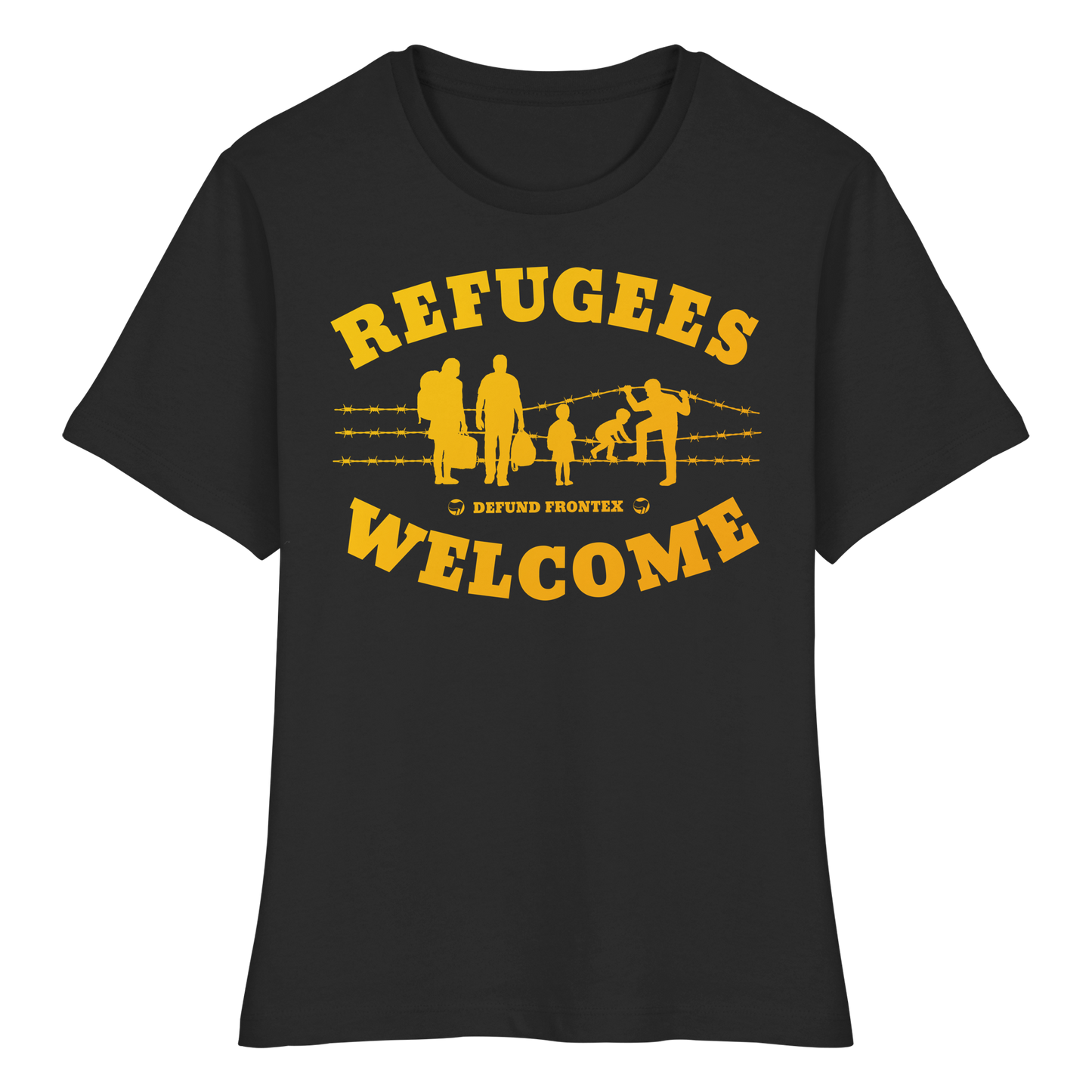Refugees Welcome on land (Gelb-Orange) - Tailliertes T-Shirt