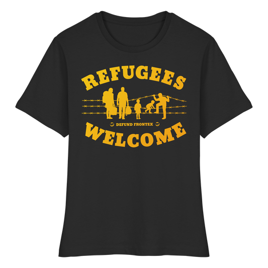 Refugees Welcome on land (Gelb-Orange) - Tailliertes T-Shirt