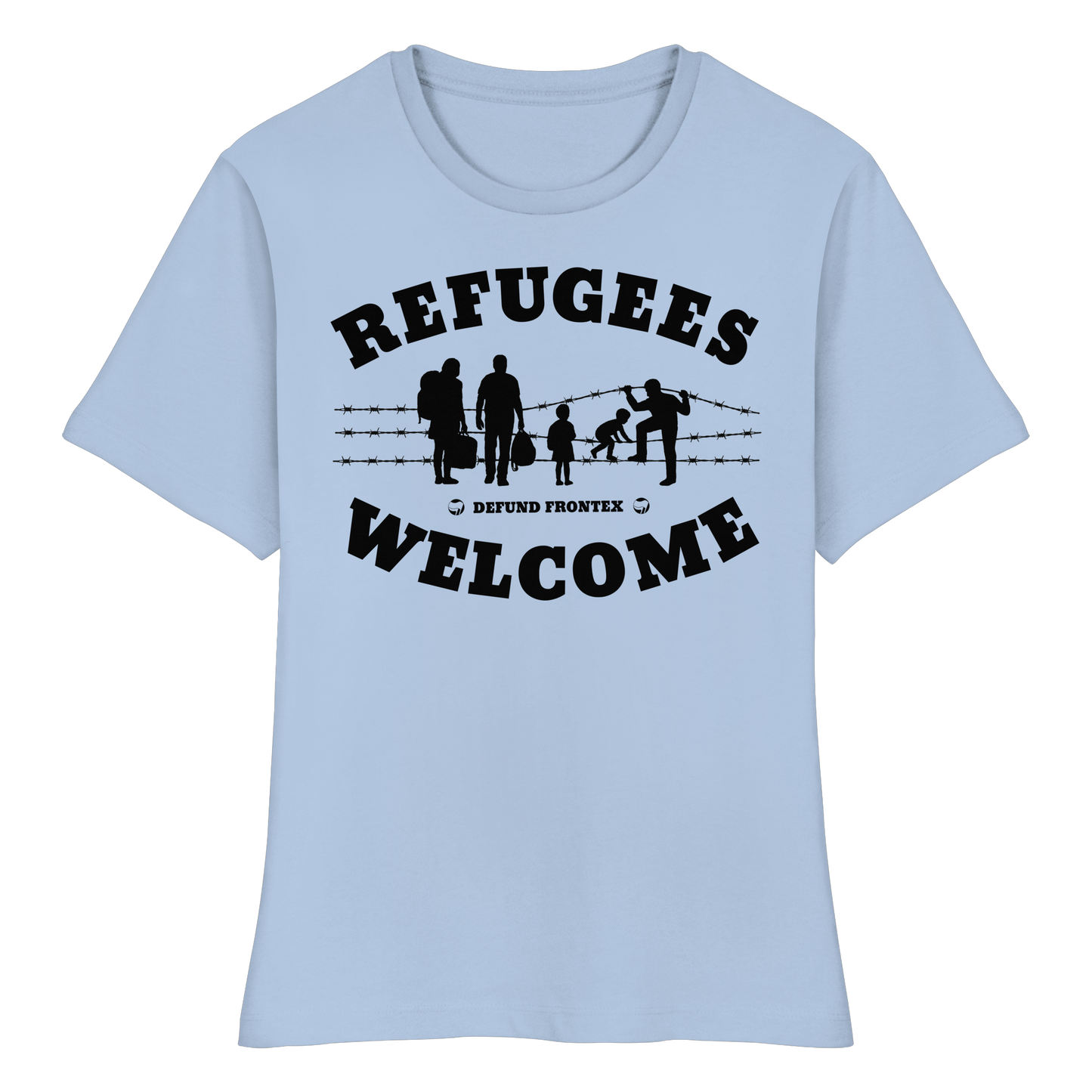 Refugees Welcome on land (Schwarz) - Tailliertes T-Shirt
