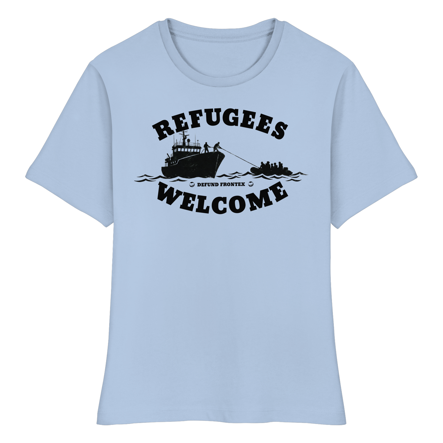 Refugees Welcome at sea (Schwarz) - Tailliertes T-Shirt