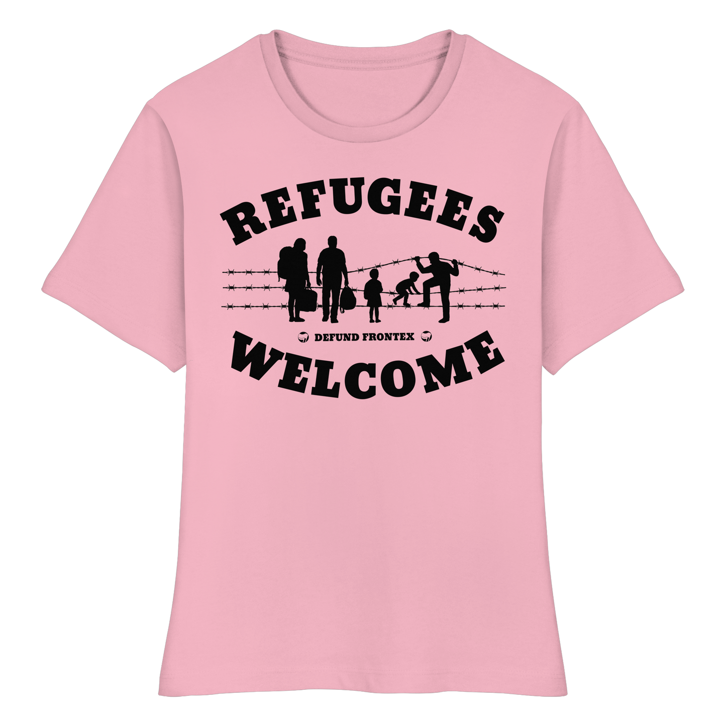 Refugees Welcome on land (Schwarz) - Tailliertes T-Shirt