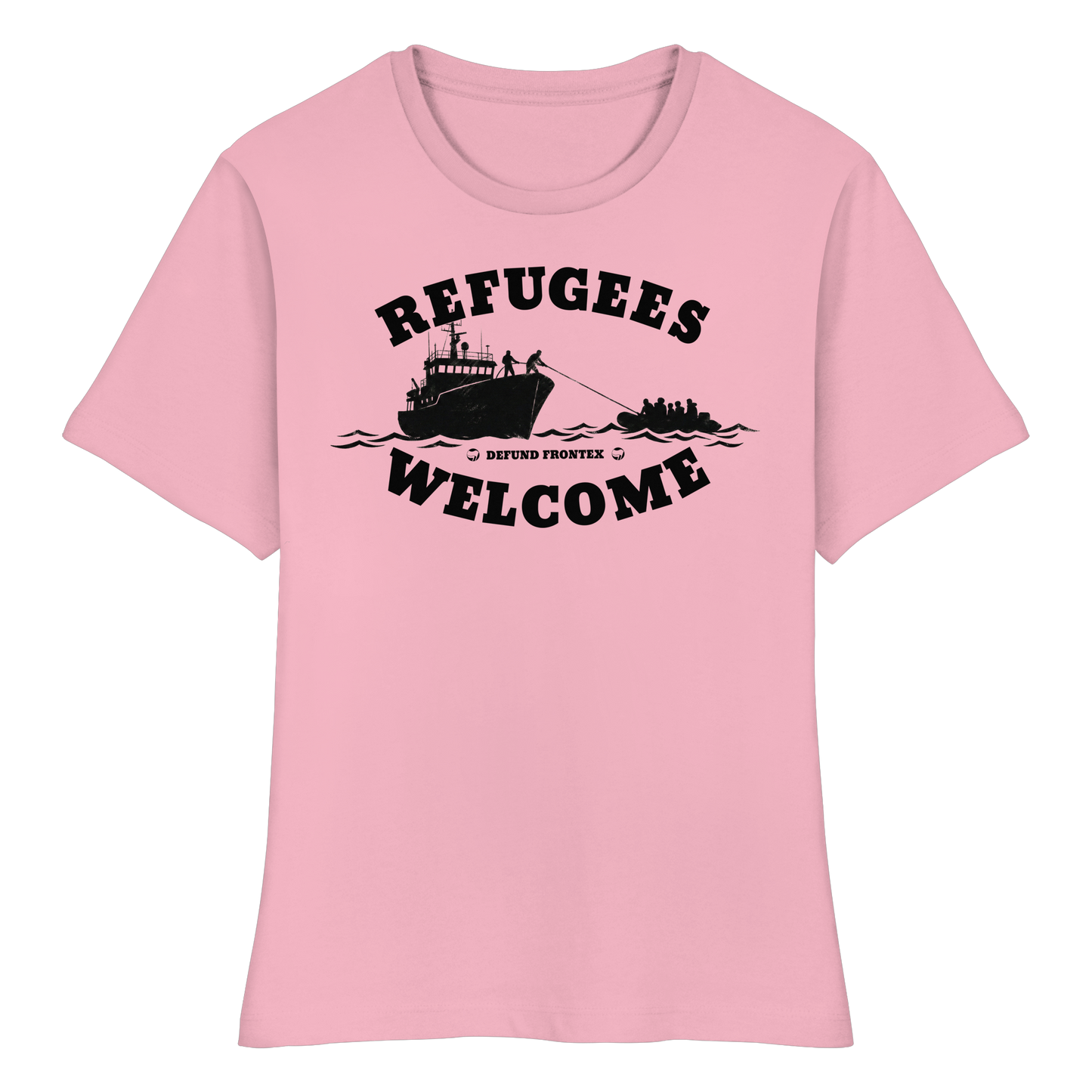 Refugees Welcome at sea (Schwarz) - Tailliertes T-Shirt