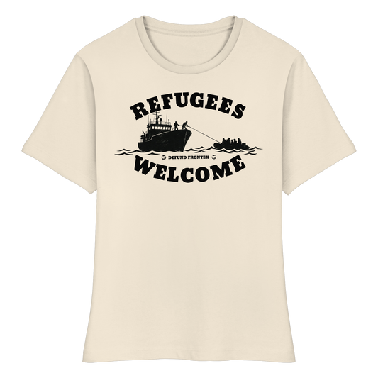 Refugees Welcome at sea (Schwarz) - Tailliertes T-Shirt