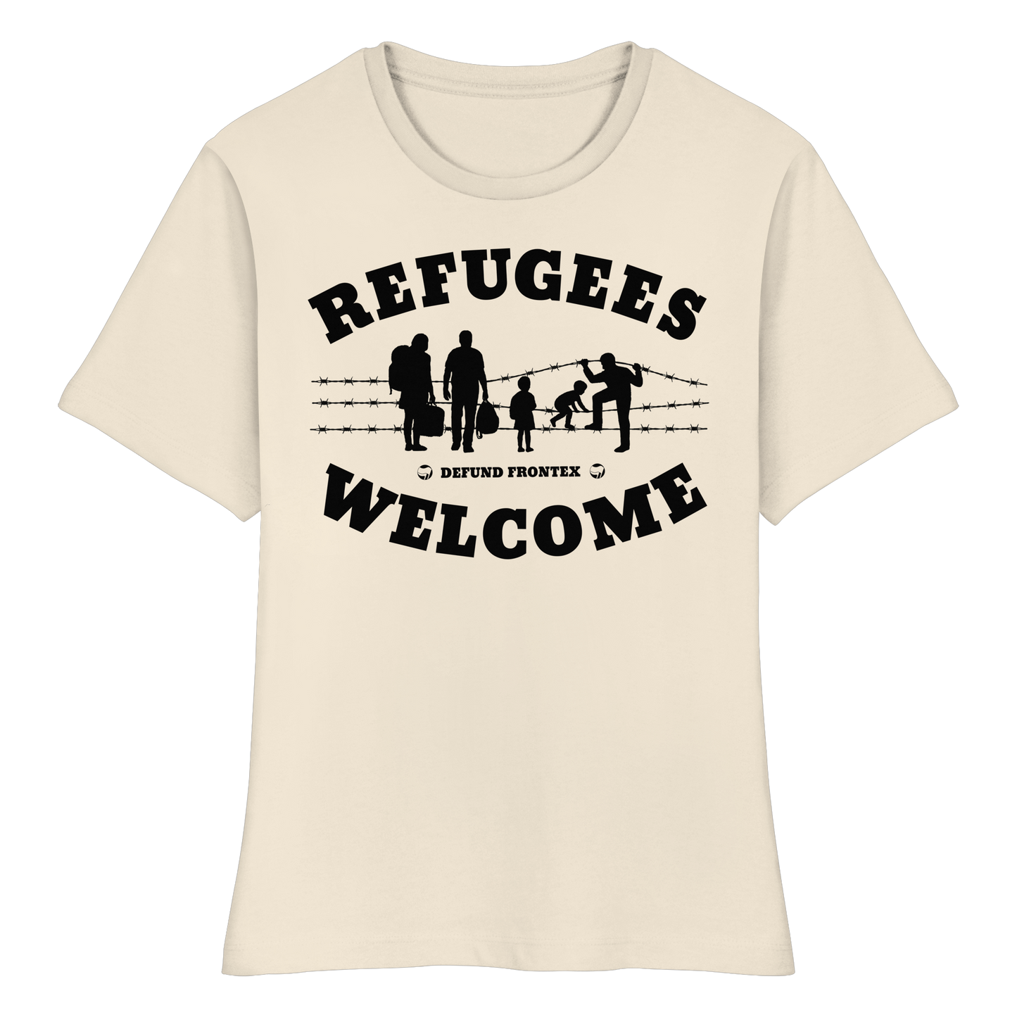 Refugees Welcome on land (Schwarz) - Tailliertes T-Shirt