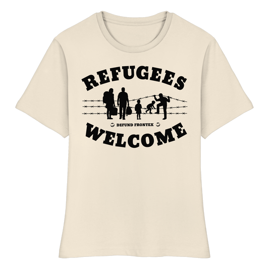 Refugees Welcome on land (Schwarz) - Tailliertes T-Shirt