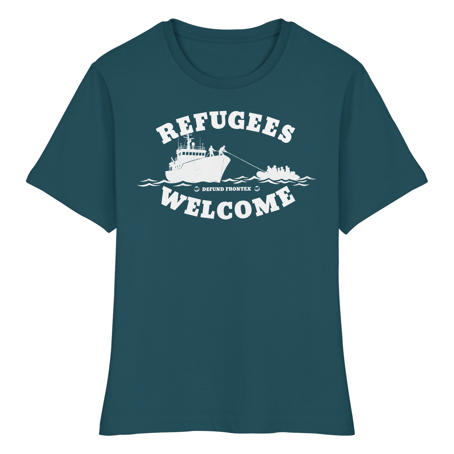 Refugees Welcome at sea (Weiß) - Tailliertes T-Shirt