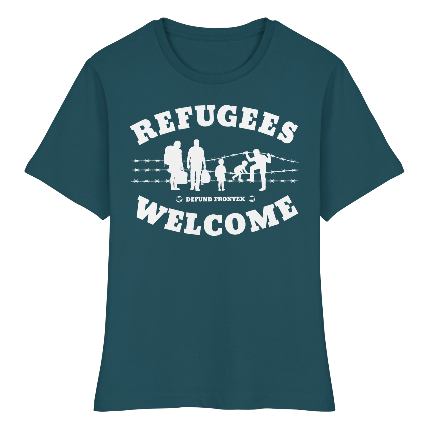 Refugees Welcome on land (Weiß) - Tailliertes T-Shirt