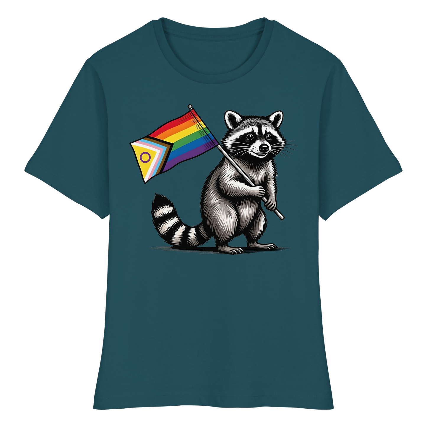 Raccoon Pride - Tailliertes T-Shirt