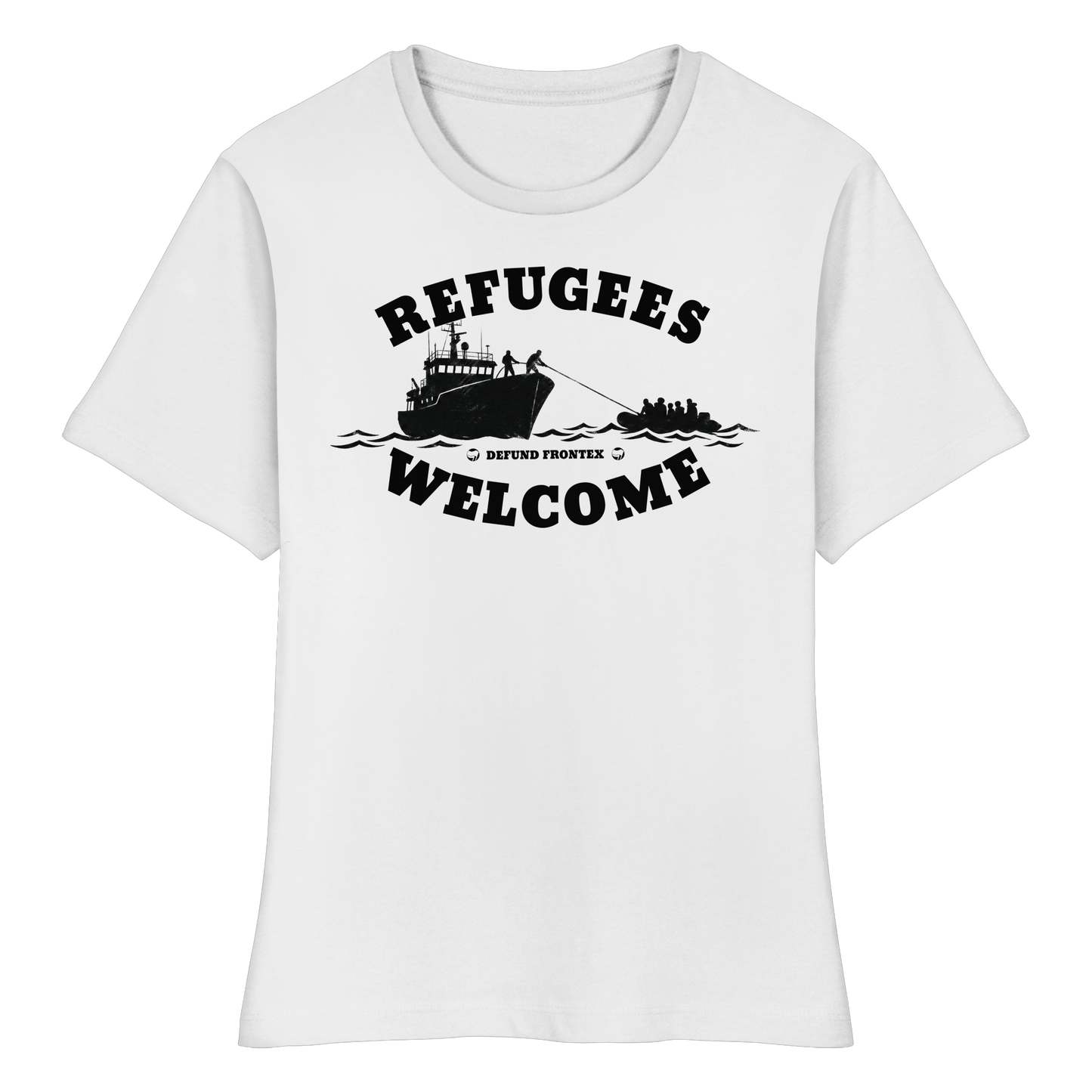 Refugees Welcome at sea (Schwarz) - Tailliertes T-Shirt