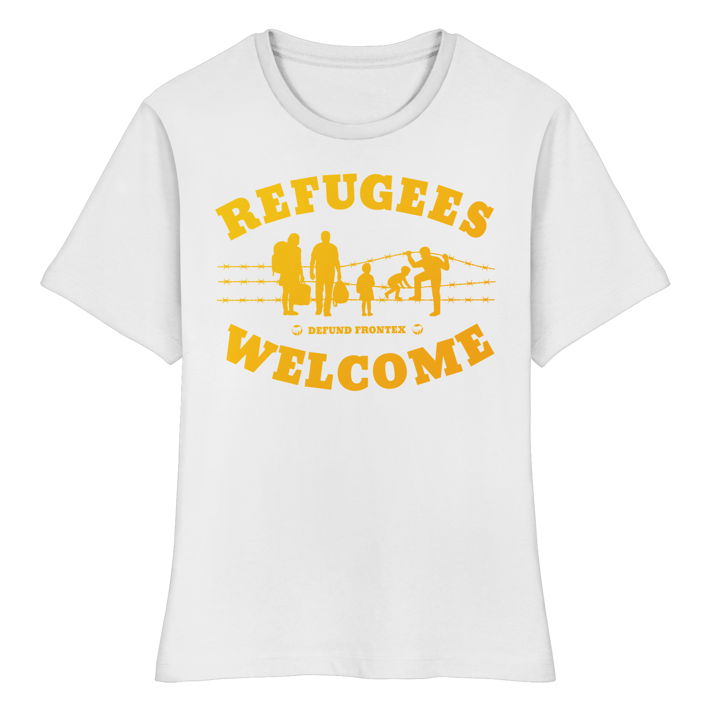 Refugees Welcome on land (Gelb-Orange) - Tailliertes T-Shirt