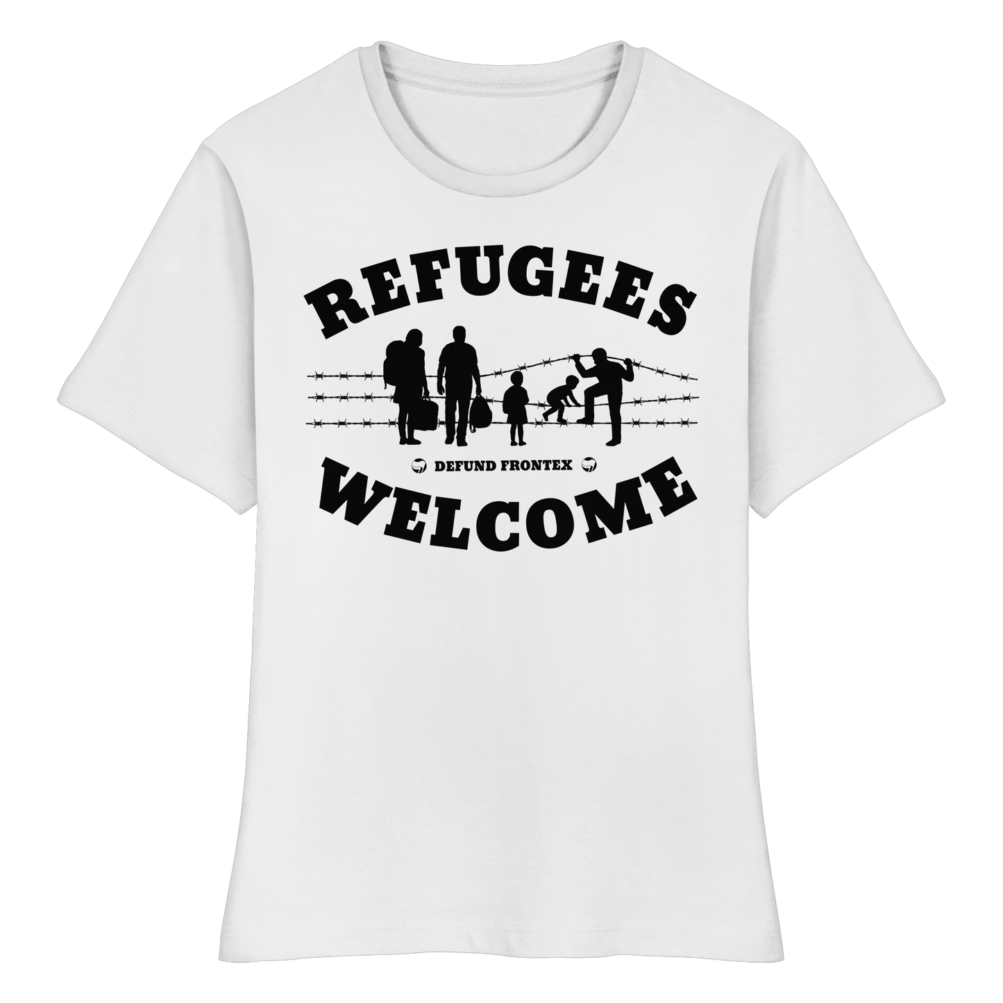 Refugees Welcome on land (Schwarz) - Tailliertes T-Shirt