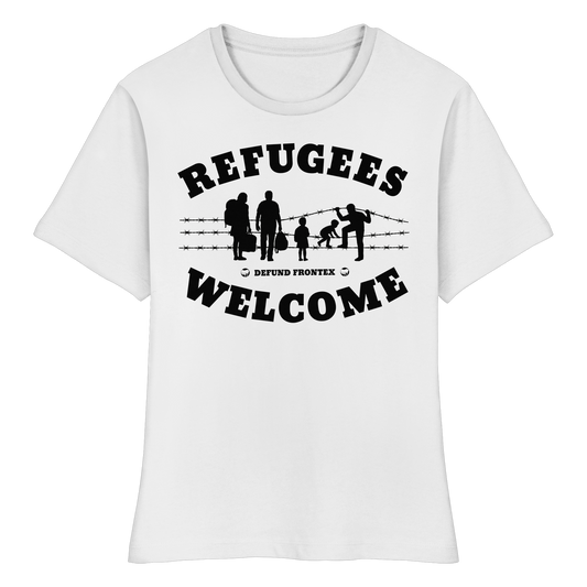 Refugees Welcome on land (Schwarz) - Tailliertes T-Shirt