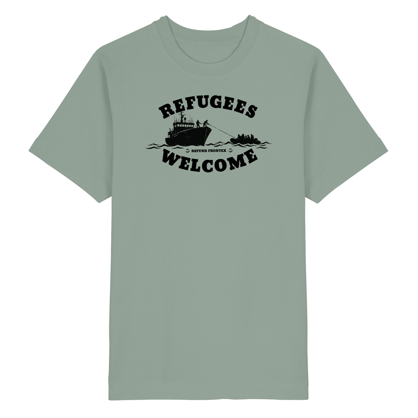 Refugees Welcome at sea (Schwarz) - Oversized T-Shirt
