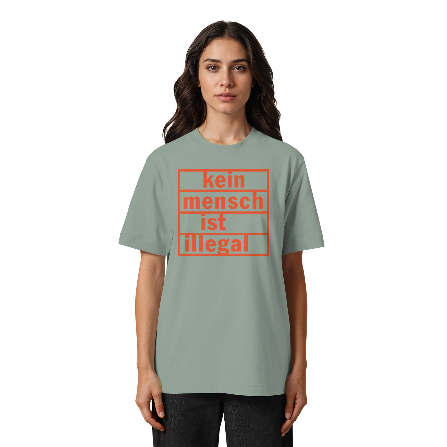 Kein Mensch ist illegal (Orange) - Oversized T-Shirt
