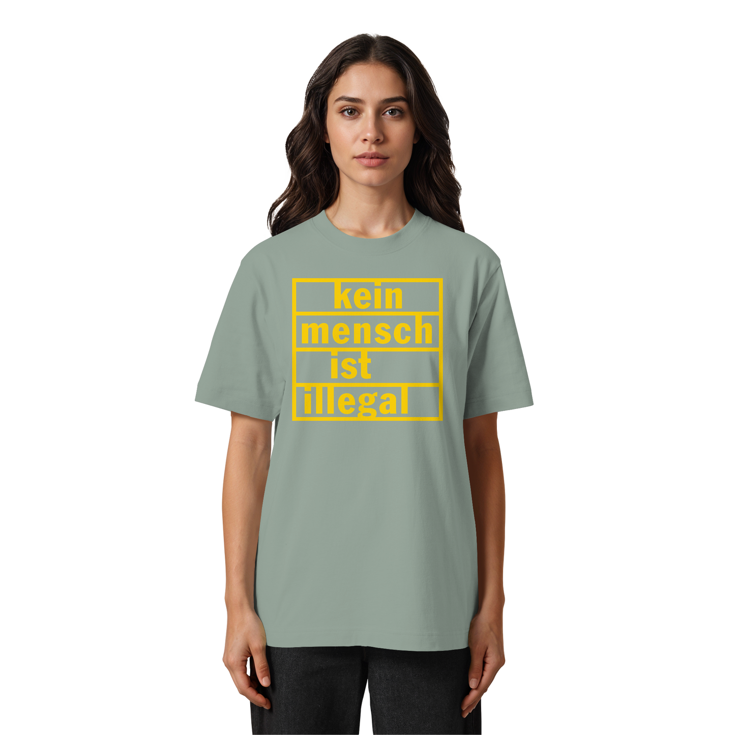 Kein Mensch ist illegal (Gelb) - Oversized T-Shirt
