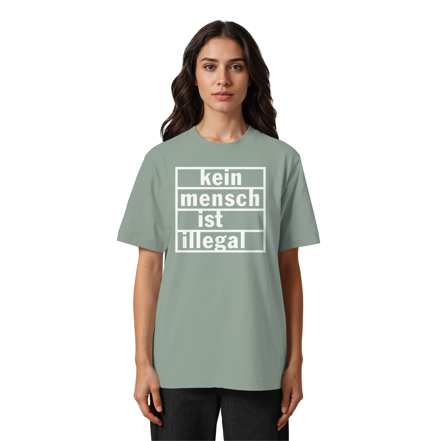 Kein Mensch ist illegal (Weiß) - Oversized T-Shirt