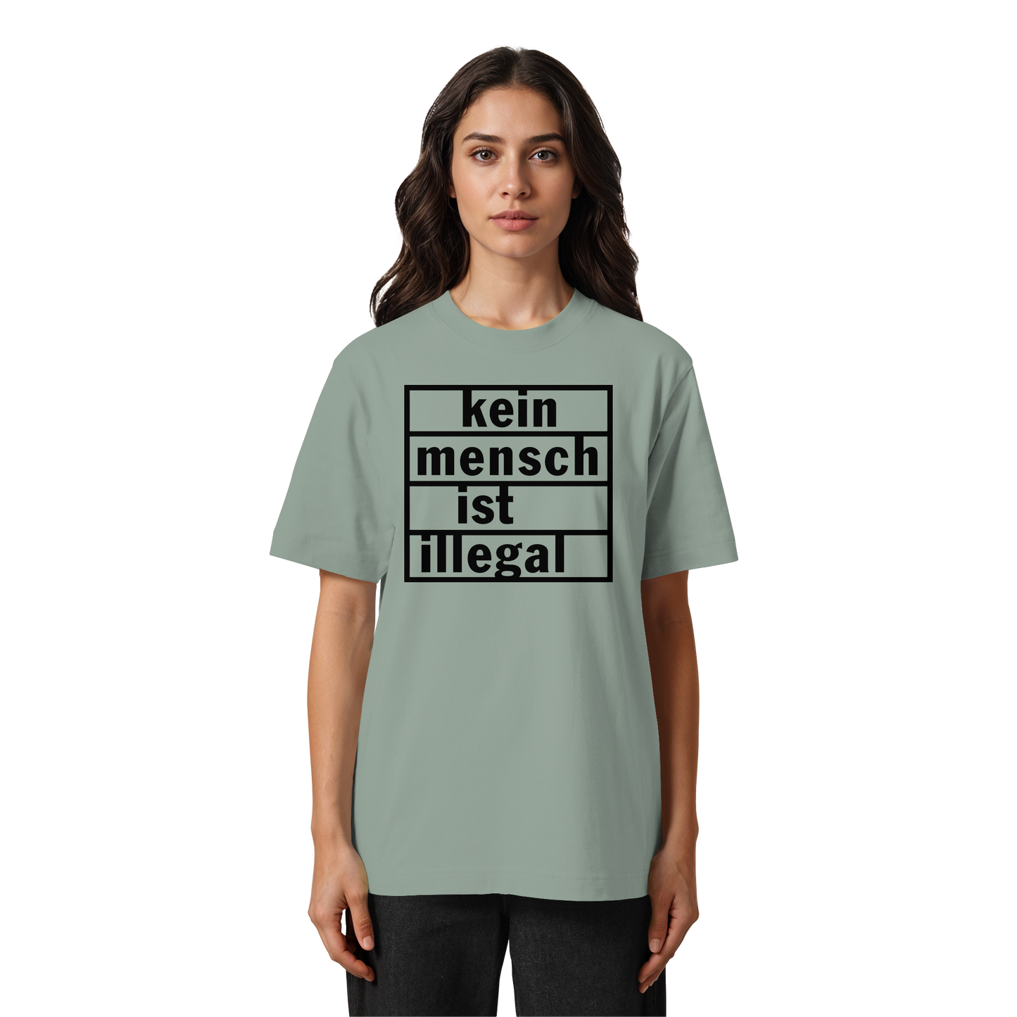 Kein Mensch ist illegal (Schwarz) - Oversized T-Shirt
