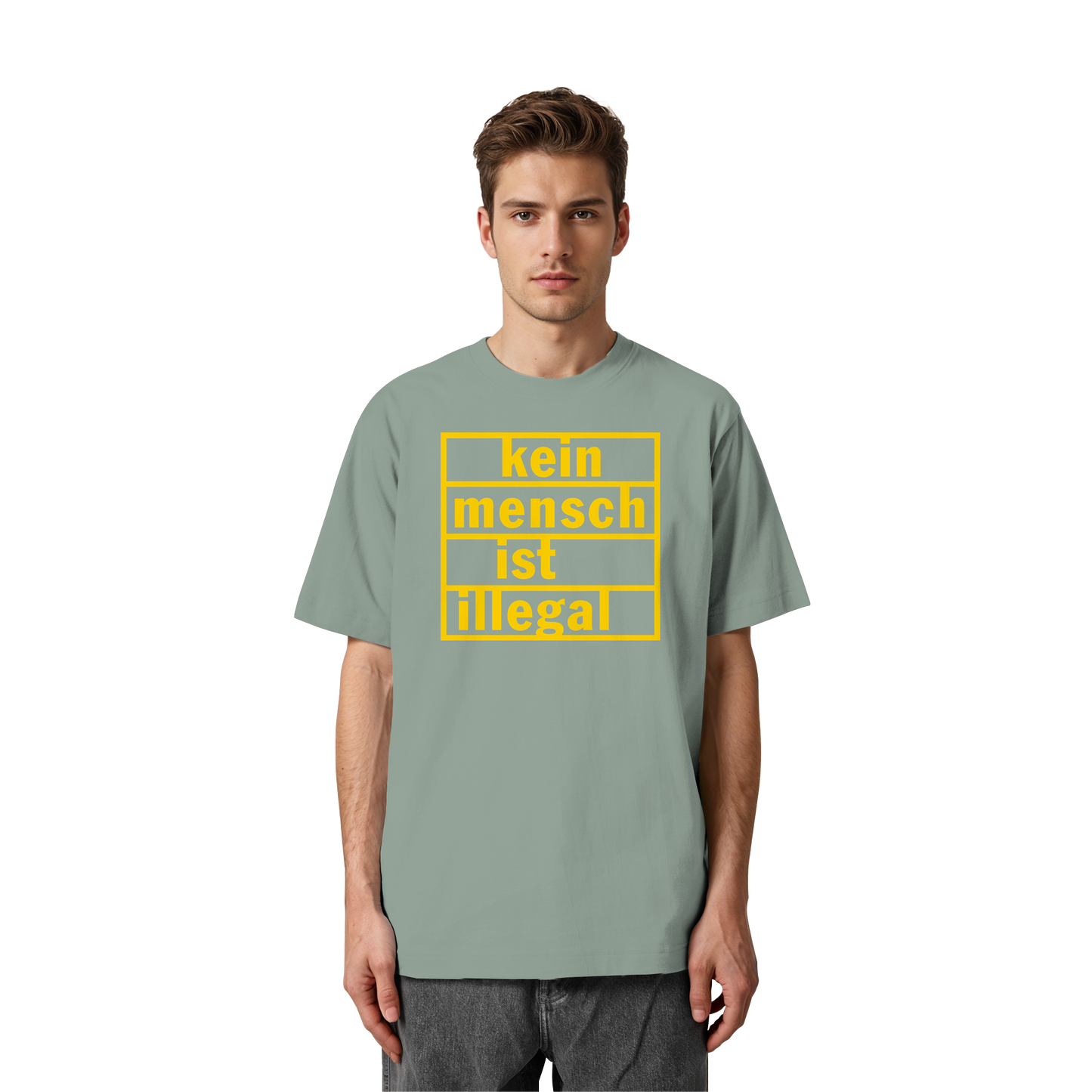 Kein Mensch ist illegal (Gelb) - Oversized T-Shirt