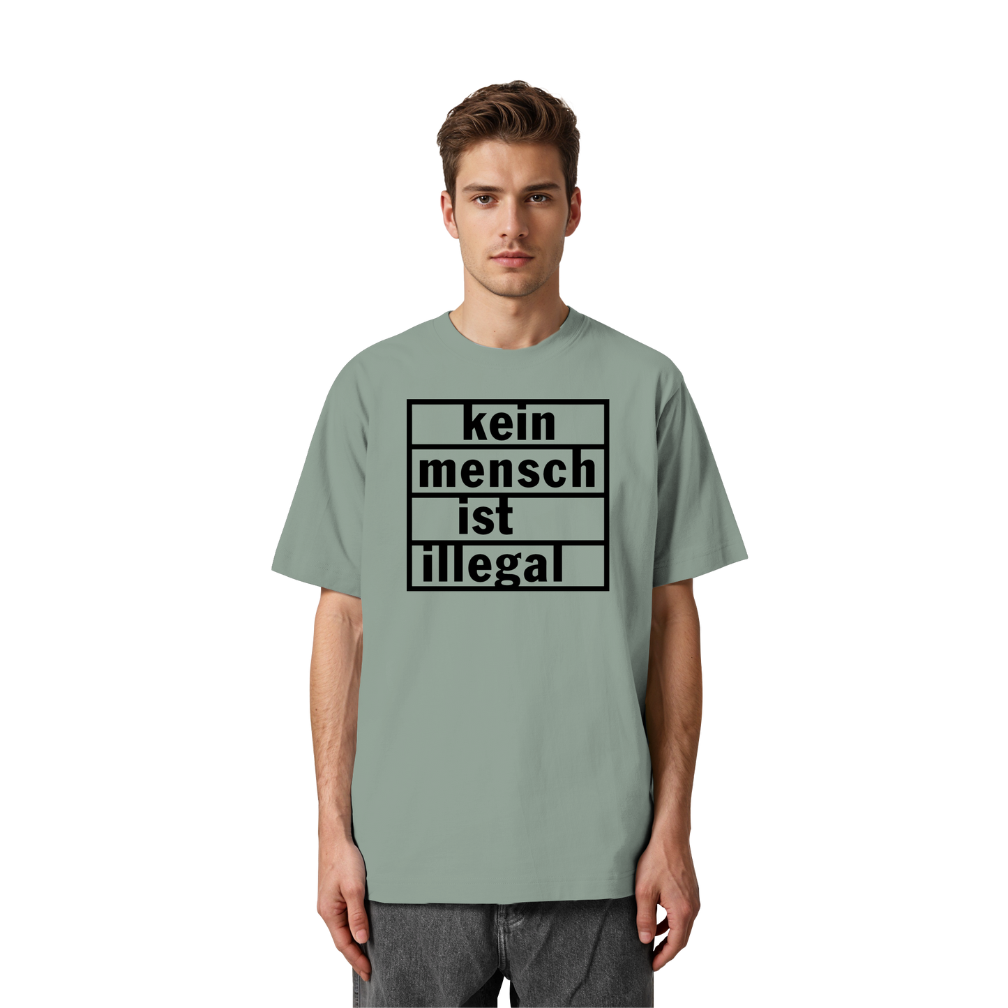 Kein Mensch ist illegal (Schwarz) - Oversized T-Shirt