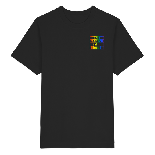 Kein Mensch ist illegal (Regenbogen; kleiner Druck) - Oversized T-Shirt