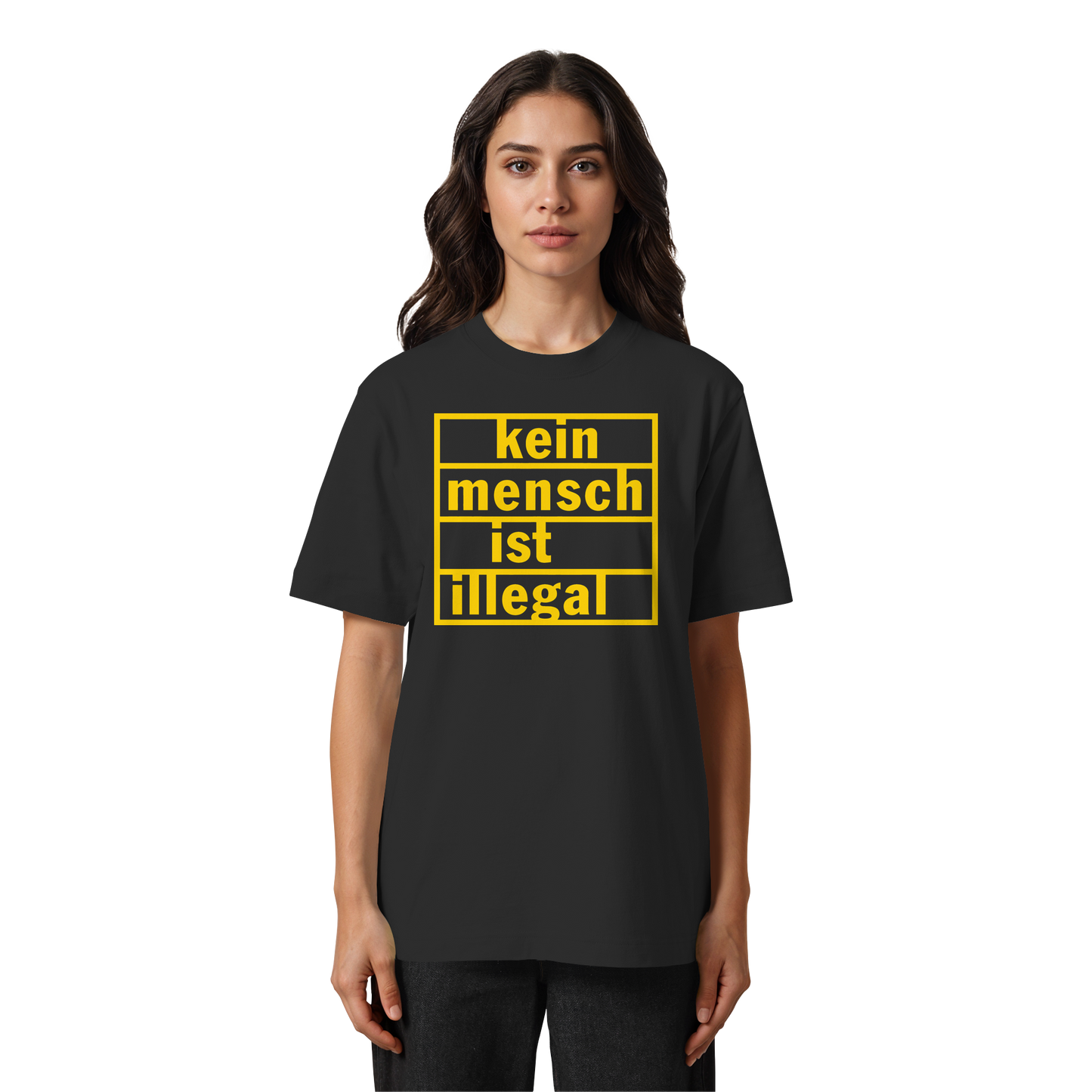 Kein Mensch ist illegal (Gelb) - Oversized T-Shirt