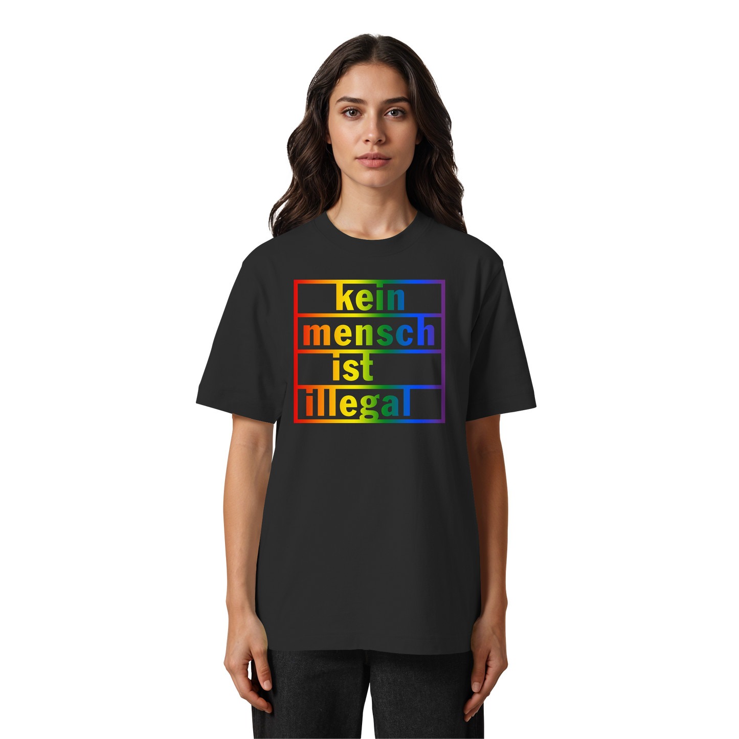 Kein Mensch ist illegal (Regenbogen) - Oversized T-Shirt