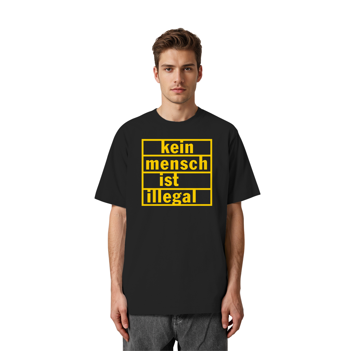 Kein Mensch ist illegal (Gelb) - Oversized T-Shirt