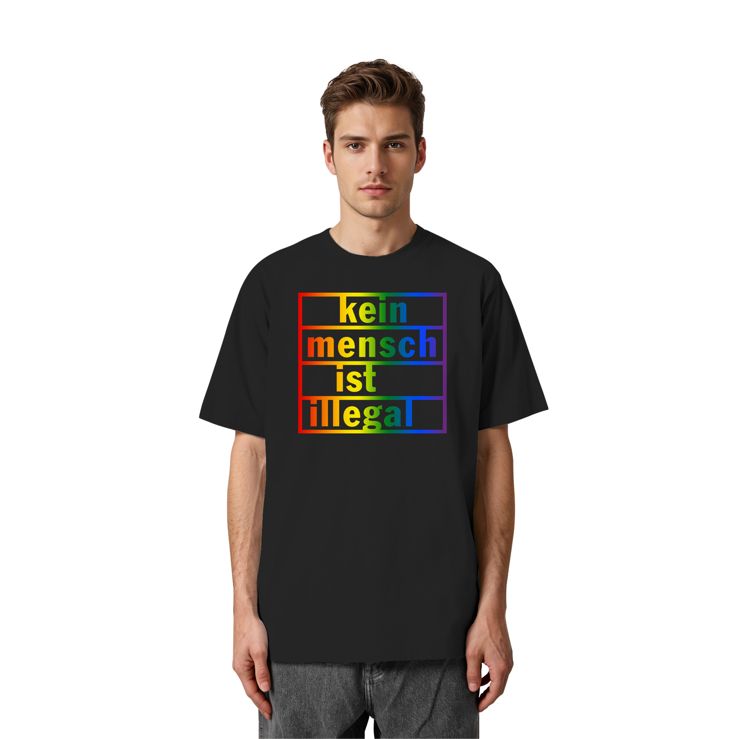 Kein Mensch ist illegal (Regenbogen) - Oversized T-Shirt