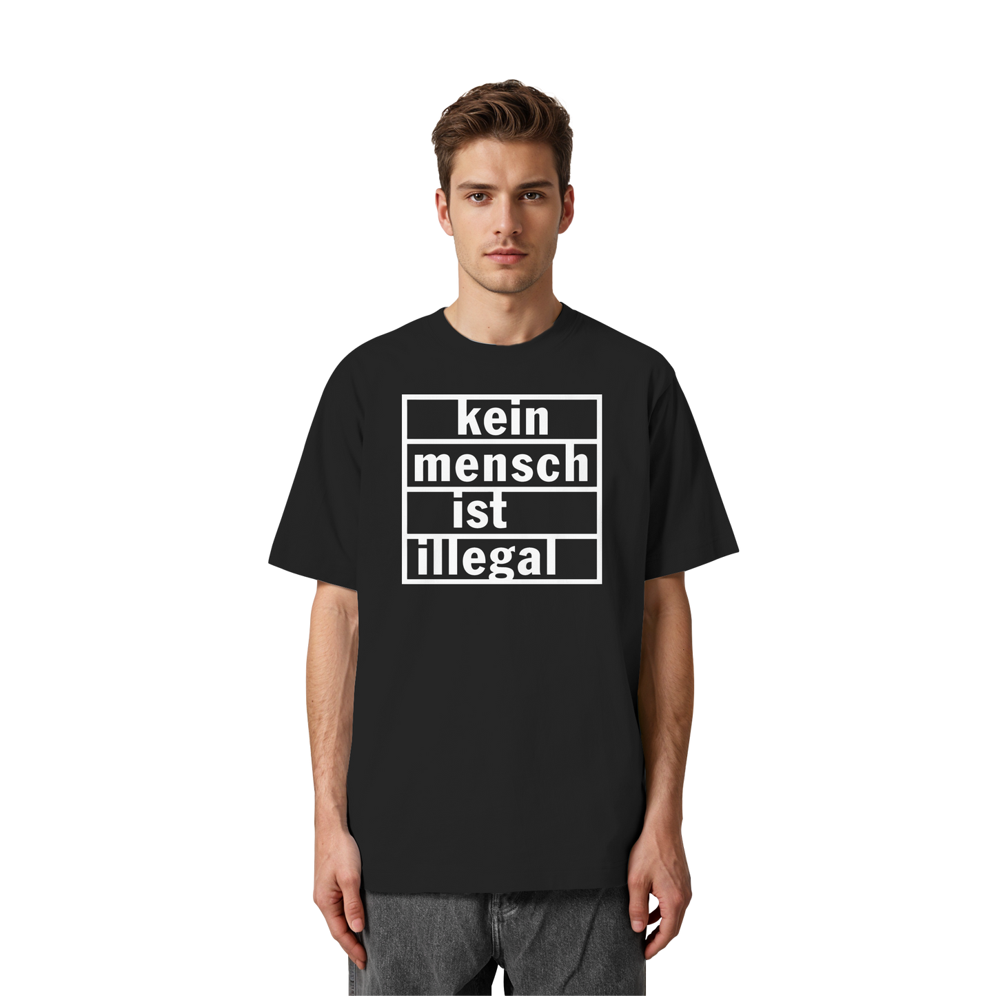 Kein Mensch ist illegal (Weiß) - Oversized T-Shirt