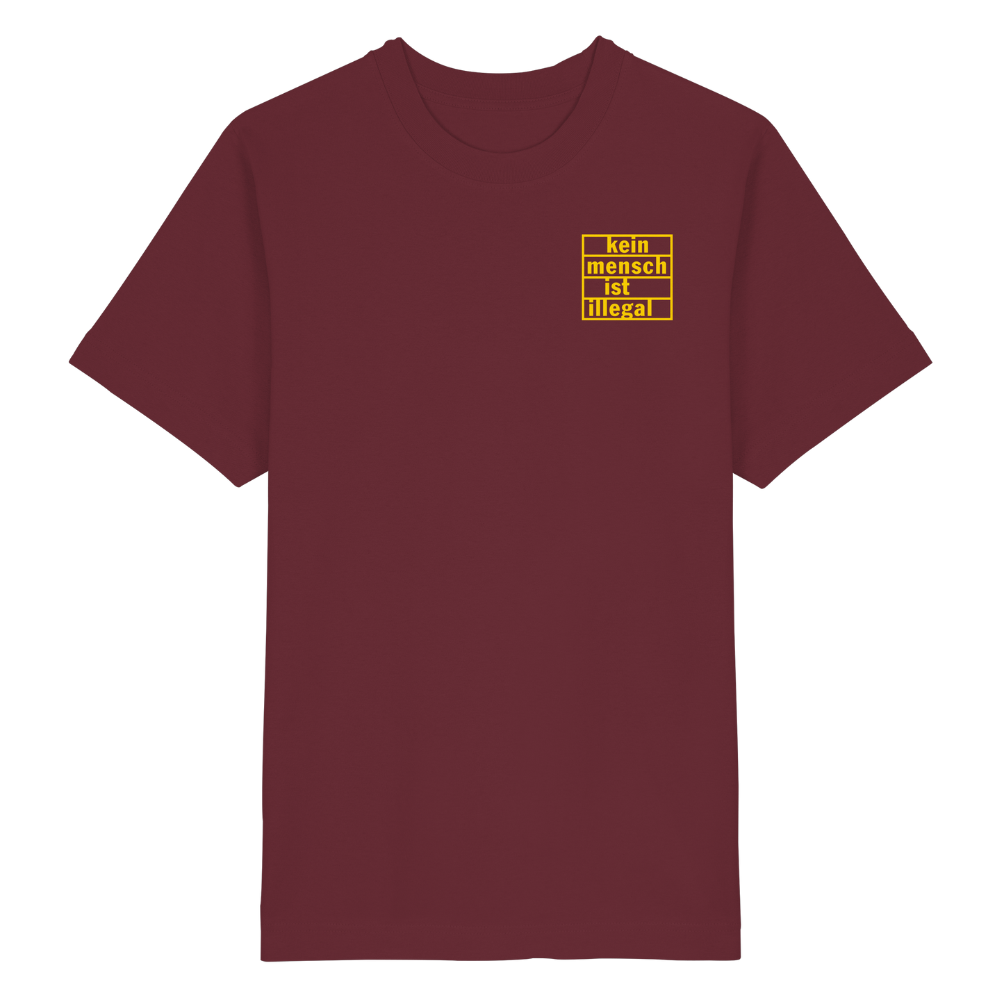 Kein Mensch ist illegal (Gelb; kleiner Druck) - Oversized T-Shirt