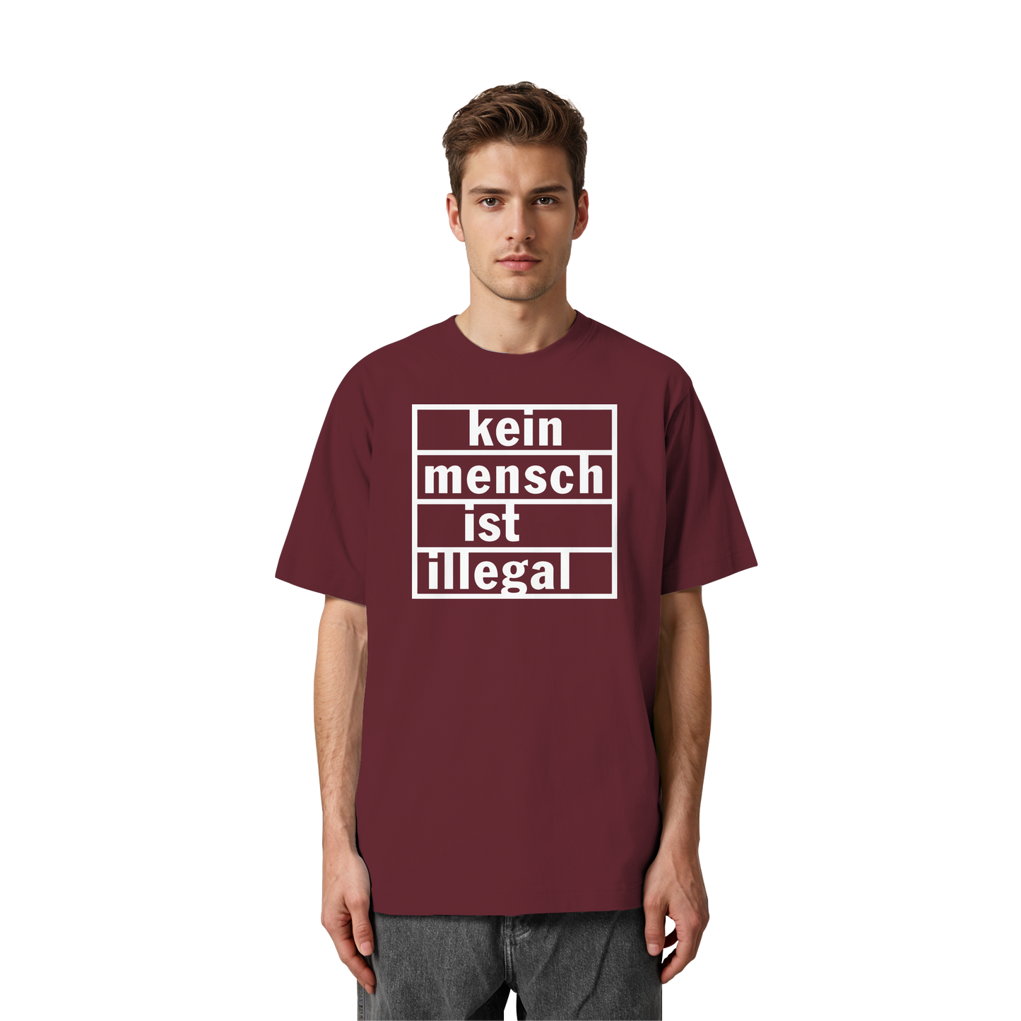 Kein Mensch ist illegal (Weiß) - Oversized T-Shirt