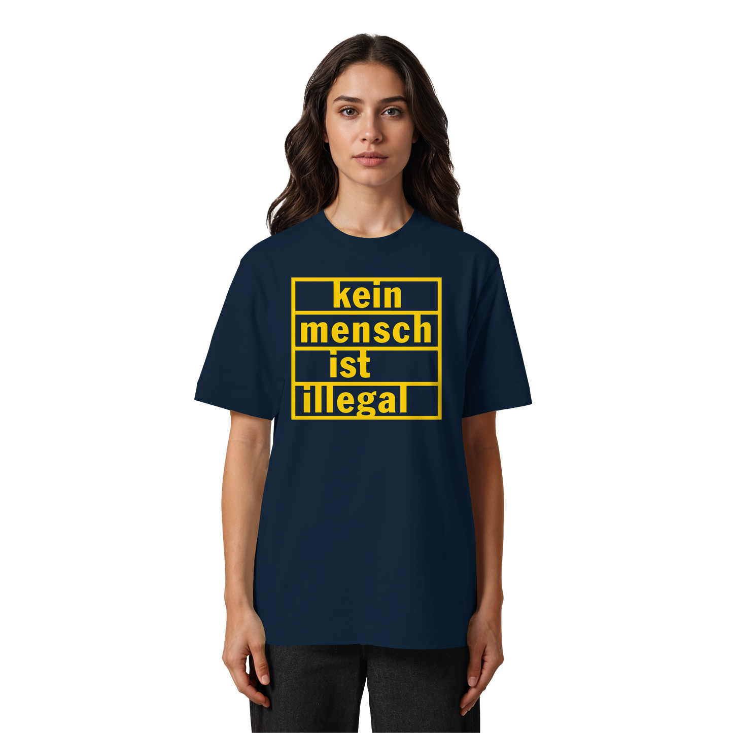 Kein Mensch ist illegal (Gelb) - Oversized T-Shirt
