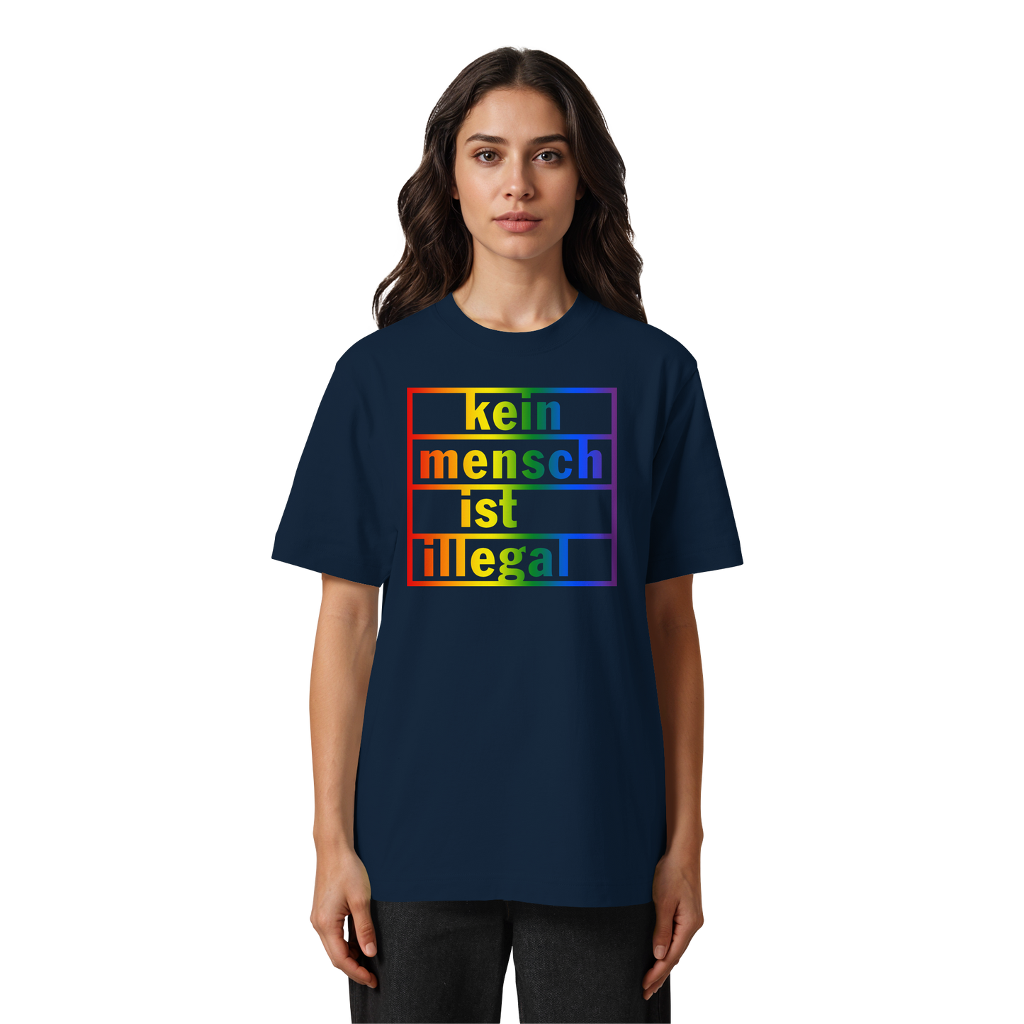 Kein Mensch ist illegal (Regenbogen) - Oversized T-Shirt
