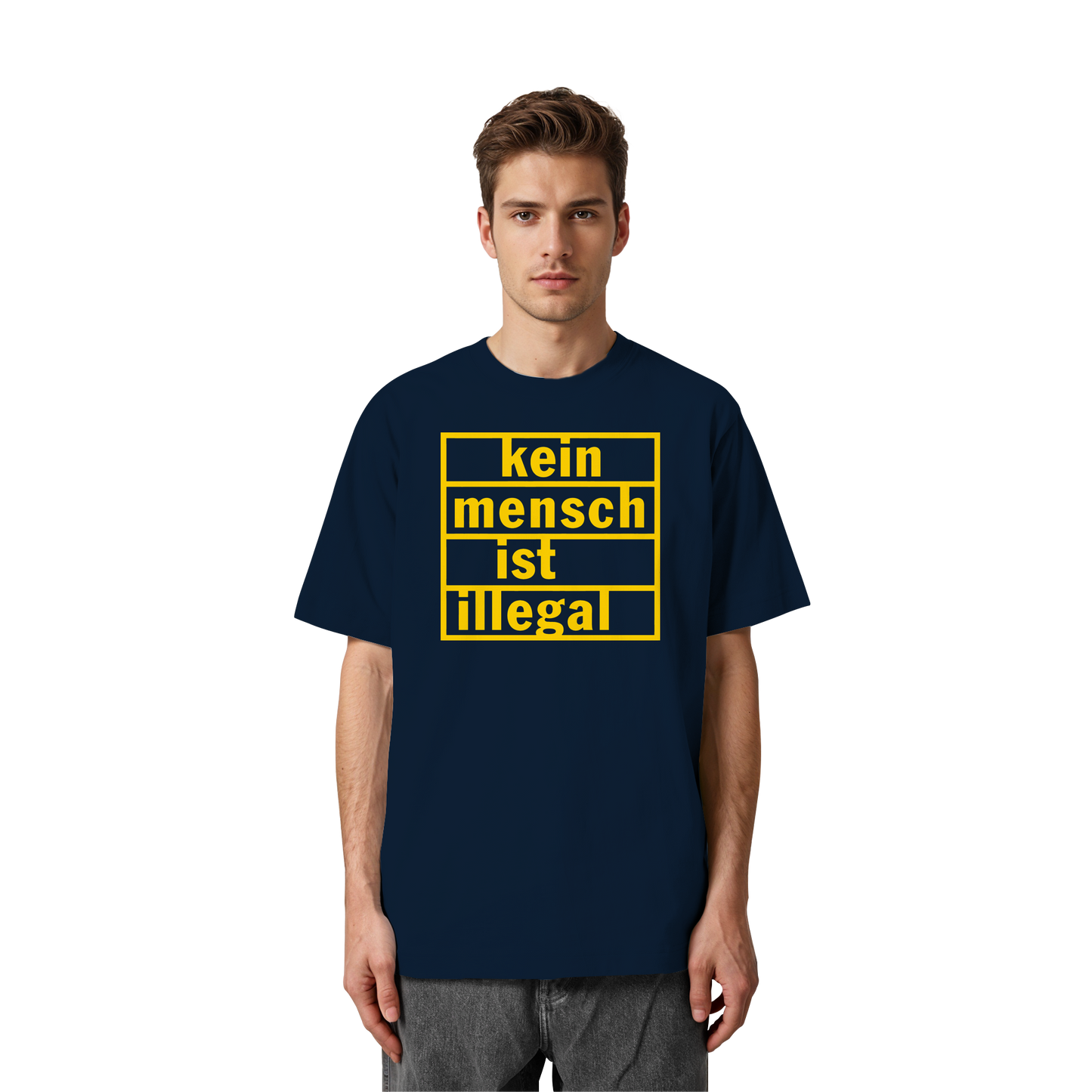 Kein Mensch ist illegal (Gelb) - Oversized T-Shirt