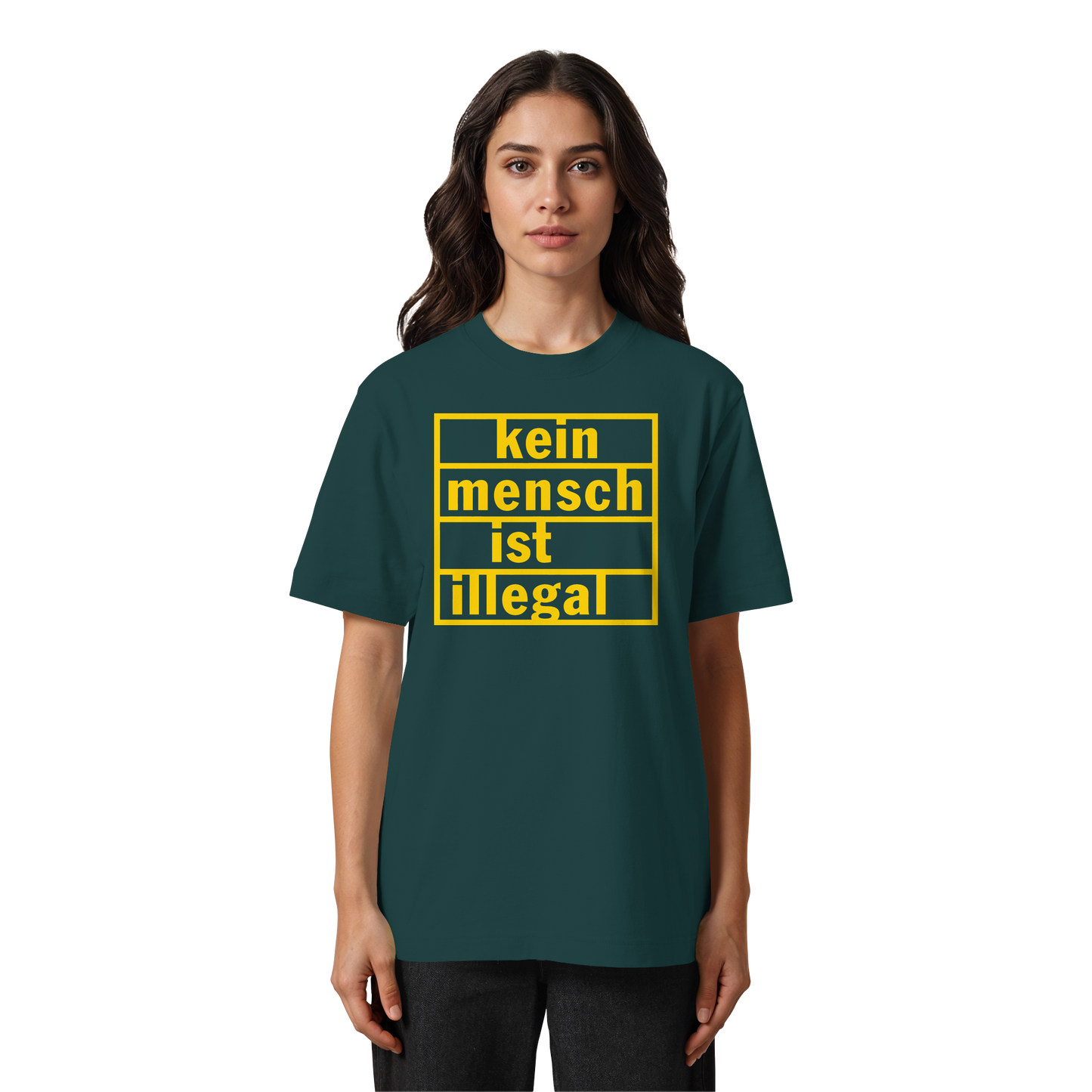 Kein Mensch ist illegal (Gelb) - Oversized T-Shirt