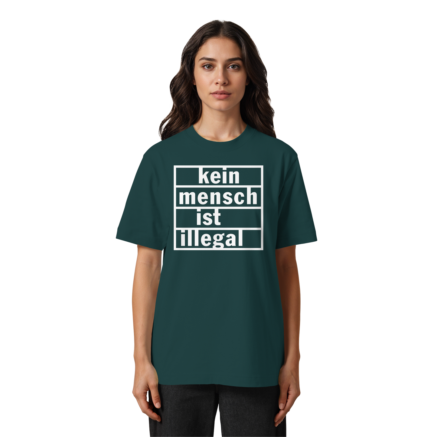 Kein Mensch ist illegal (Weiß) - Oversized T-Shirt